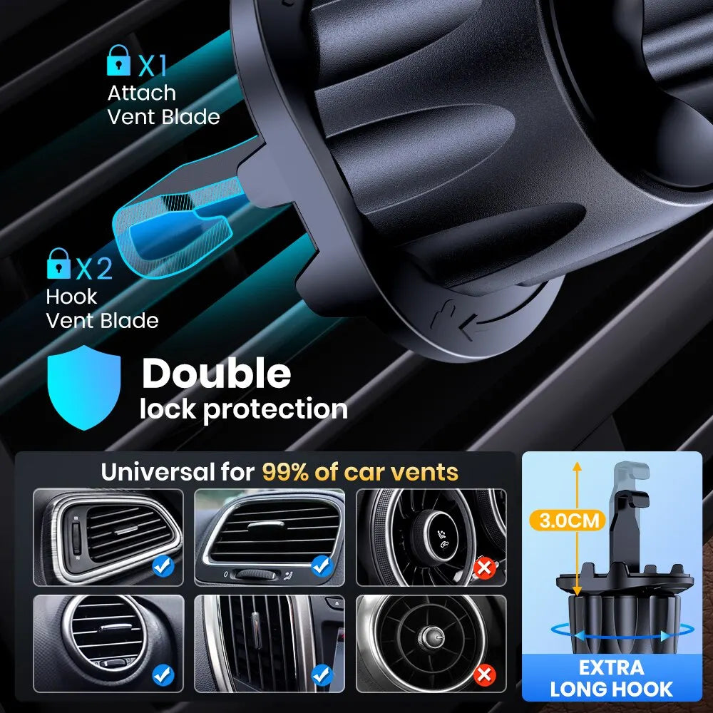 TOPK Magnetic Car Phone Holder — Air Vent Mount, 6 N52 Magnets, 360°, Universal