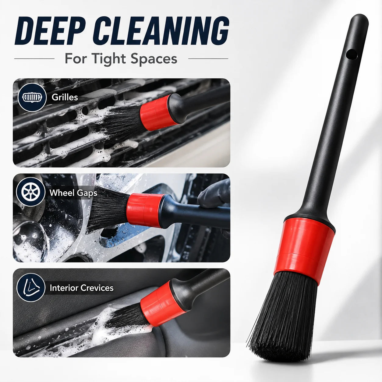 Car Detailing Brush Kit — Drill Brushes, Pads, Mitt & Storage Bag