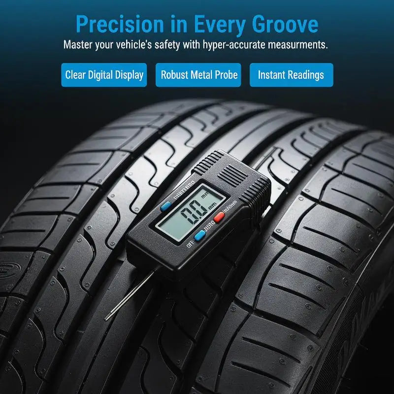 Digital Tire Tread Depth Gauge – LCD, 0.01mm Accuracy, mm/inch