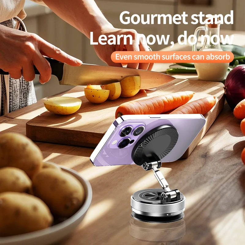 360° Vacuum Magnetic Car Phone Holder — 8000GS Magnet, Universal Mount for iPhone & Android