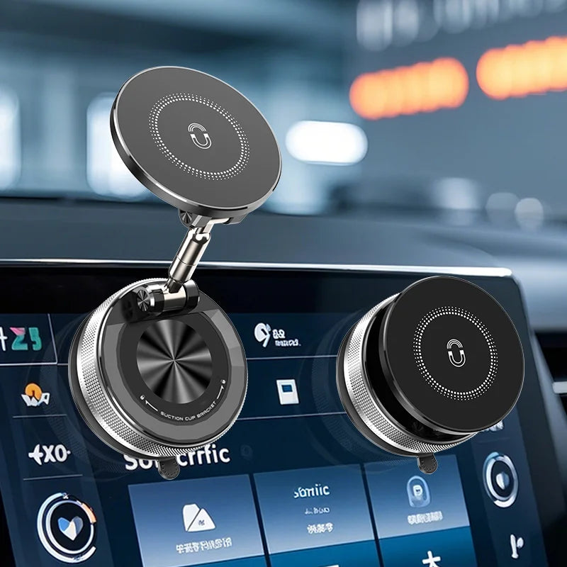 360° Vacuum Magnetic Car Phone Holder — 8000GS Magnet, Universal Mount for iPhone & Android