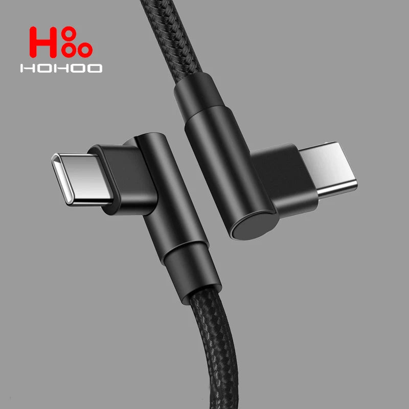 100-W-USB-C-auf-USB-C-PD-Schnellladekabel mit 90°-Winkelstecker für iPhone 15 Pro Max, Xiaomi, Huawei, MacBook und iPad