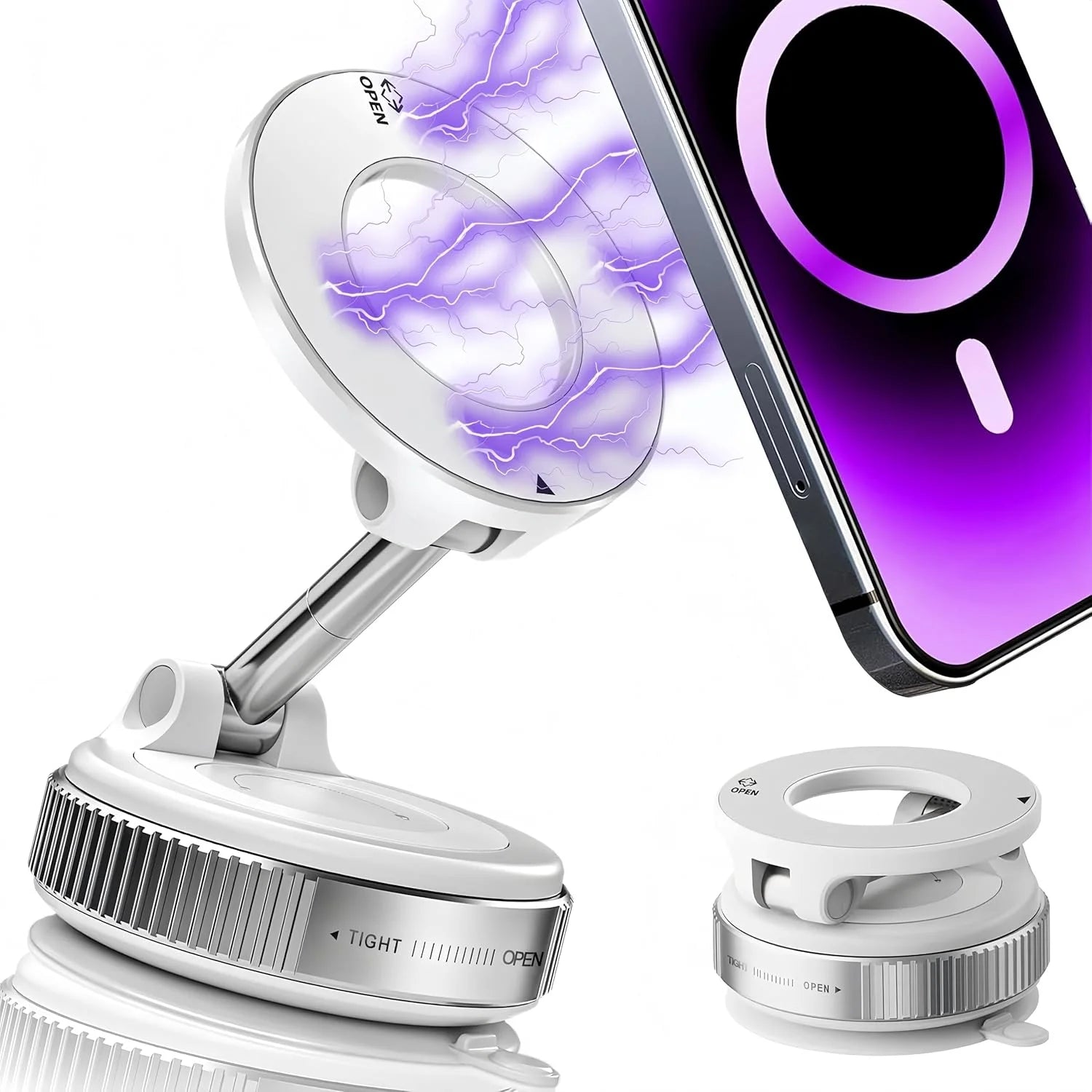 Support magnétique pliable pour téléphone - Compatible MagSafe - Fixation par ventouse