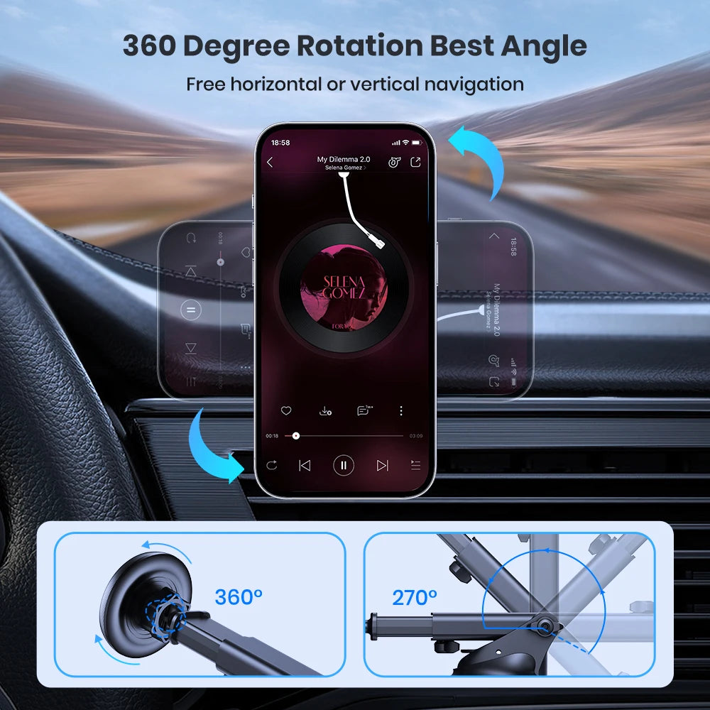 TOPK Magnetic Car Phone Holder – MagSafe Compatible, 360°, One-Hand