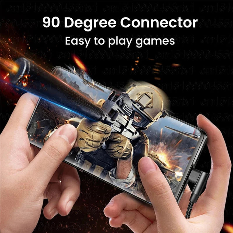 100W USB C To Type C PD Fast Charger Cable 90 Degree Angle Charging Cord Wire For iPhone 15 Pro max Xiaomi Huawei Macbook iPad