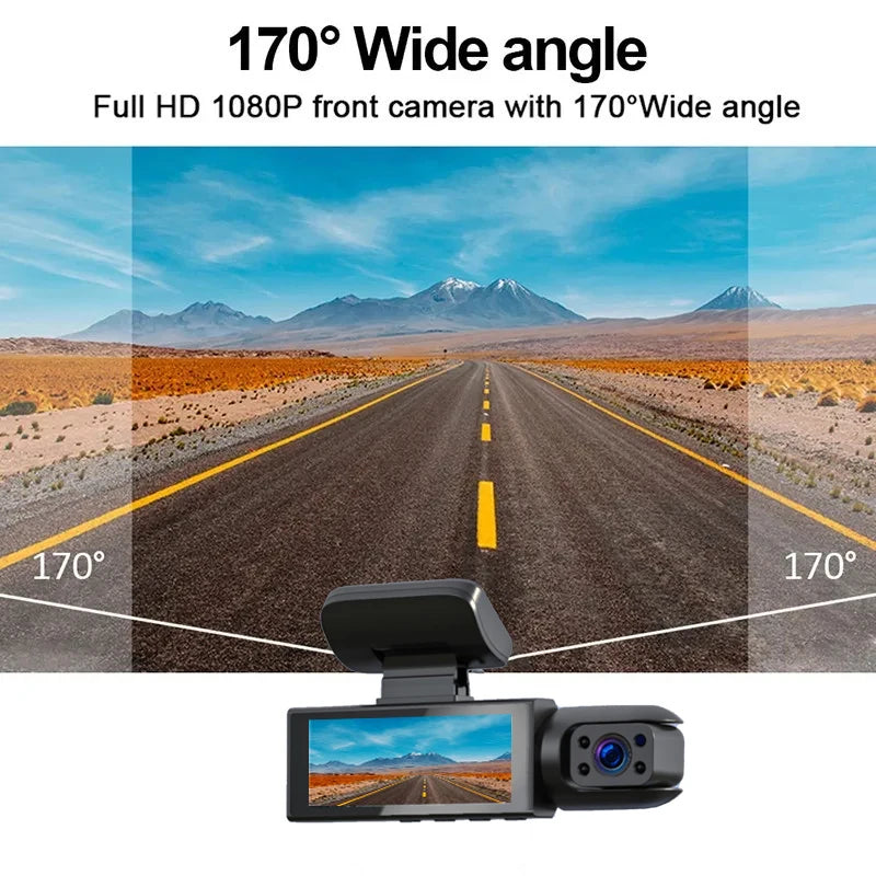 1080P Dual Lens Dash Cam With WiFi, Interior IR Camera & Parking Monitor