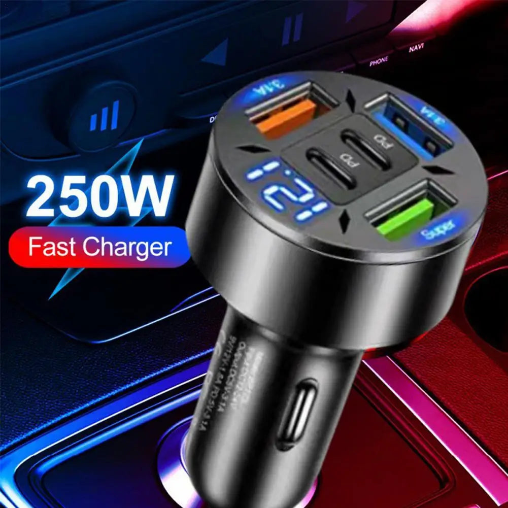 250W 5-Port Car Charger PD QC3.0