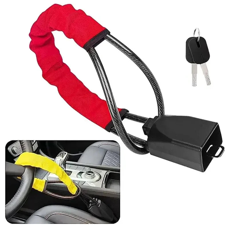 Antivol de volant universel avec boucles de ceinture de sécurité - Système antivol robuste pour camions, VUS, fourgonnettes et VR