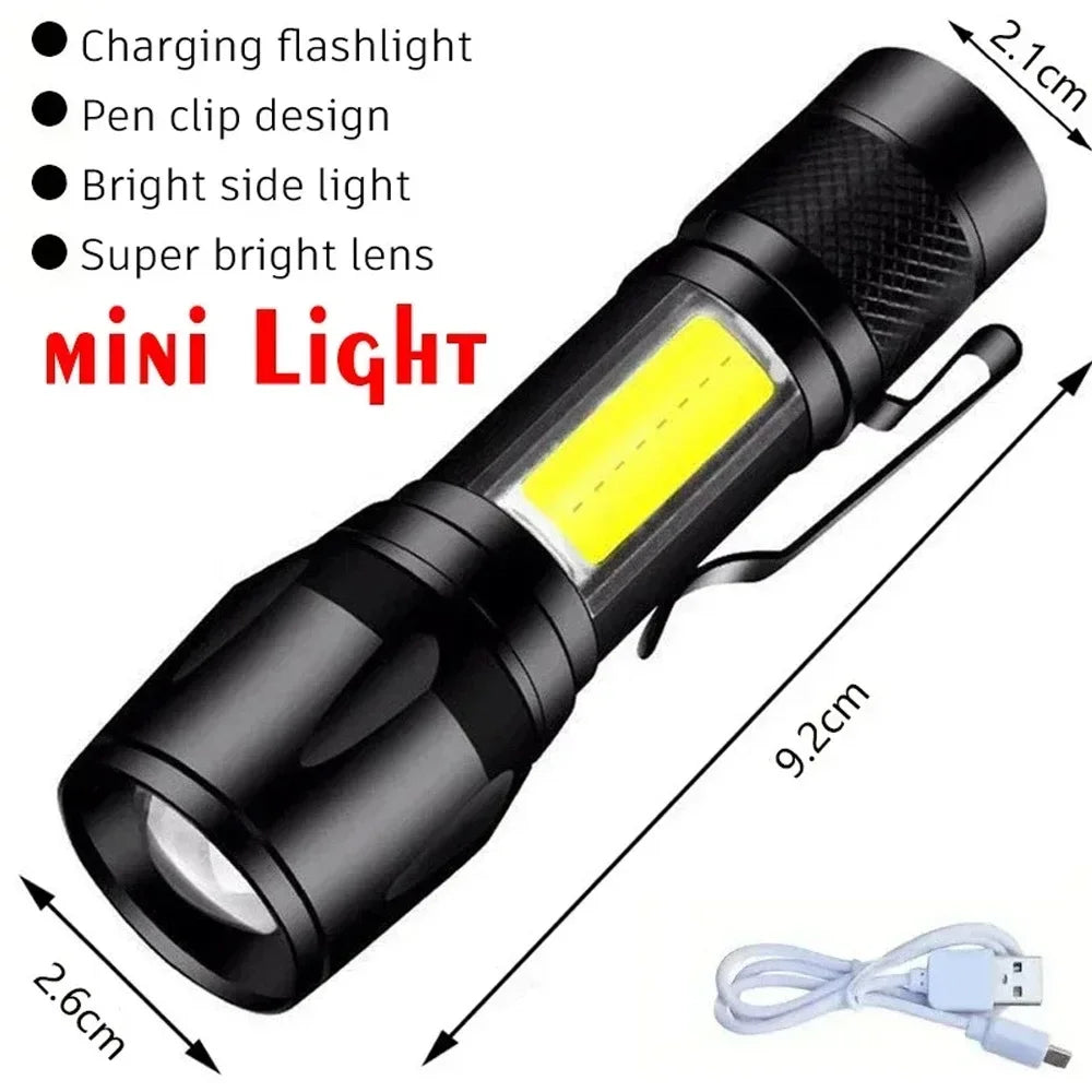 High Power LED Flashlight – Zoom, LCD Display, 5 Modes, Type-C