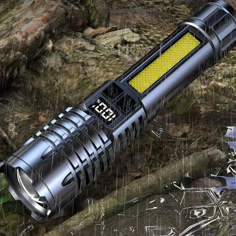 High Power LED Flashlight – Zoom, LCD Display, 5 Modes, Type-C
