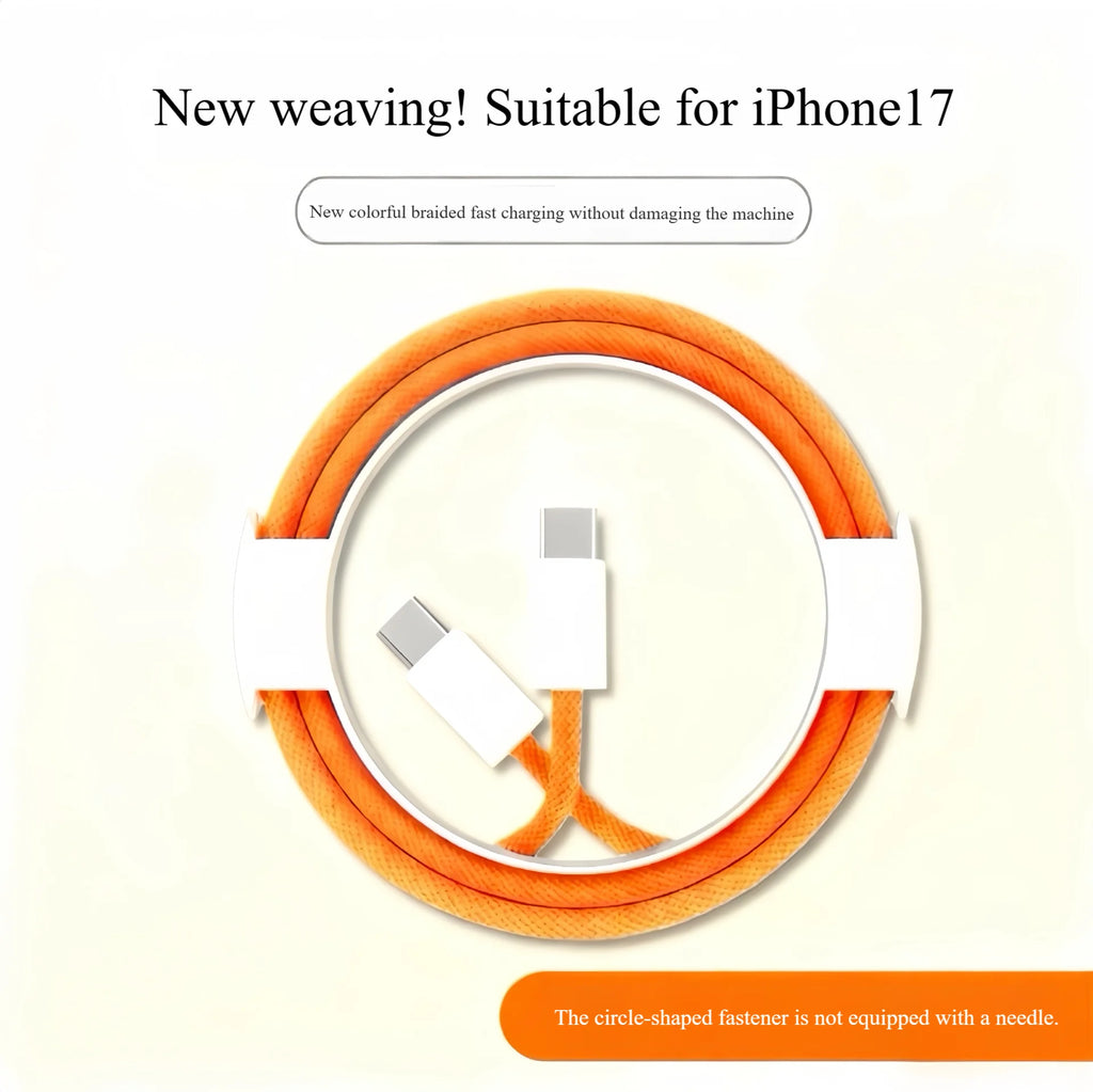 Câble USB C vers USB C 60W PD Charge Rapide Tressé en Nylon Orange Câble de Charge Type C pour MacBook, iPad, Samsung