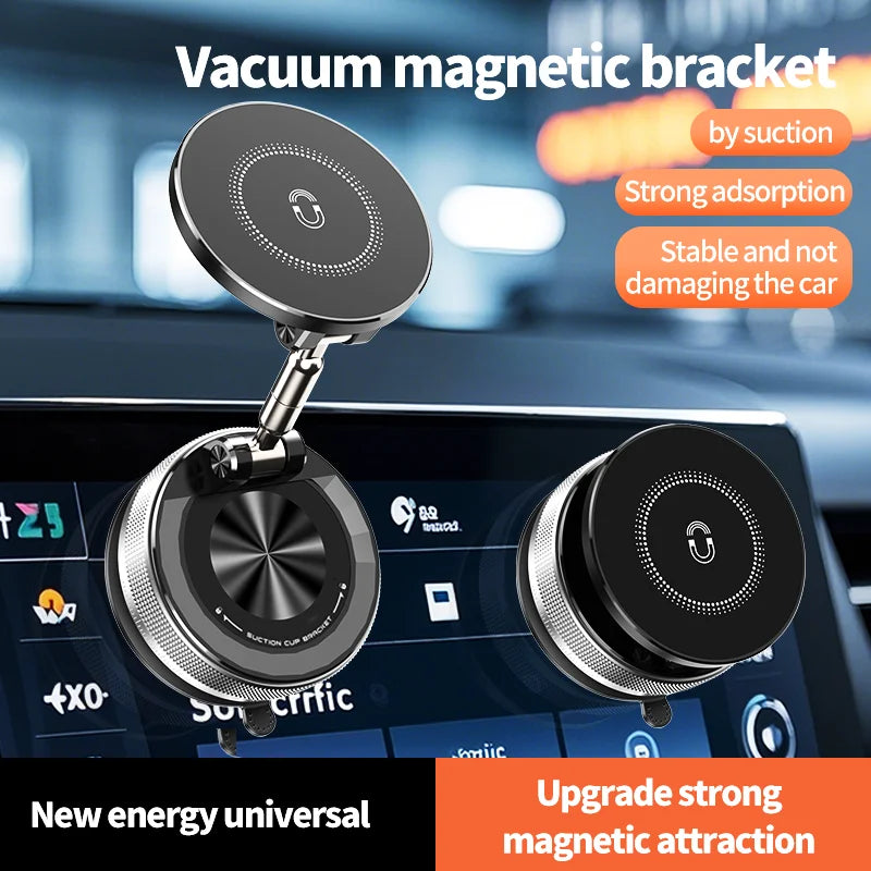 360° Vacuum Magnetic Car Phone Holder — 8000GS Magnet, Universal Mount for iPhone & Android