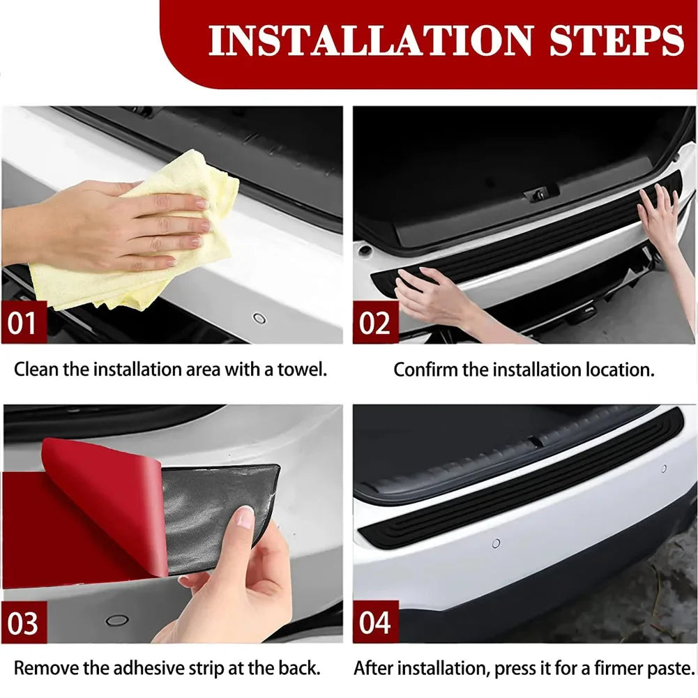 Car Trunk Door Sill Protector - Universal Rear Bumper Guard Anti-Scratch Rubber Strip