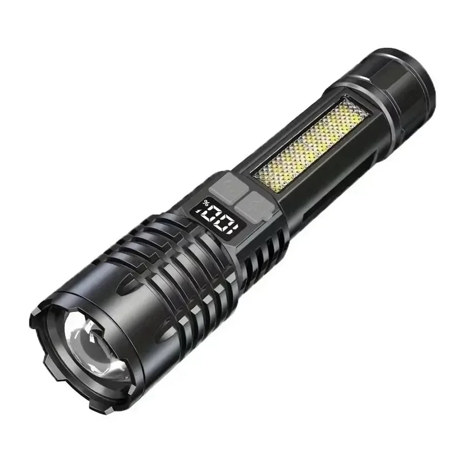 High Power LED Flashlight – Zoom, LCD Display, 5 Modes, Type-C