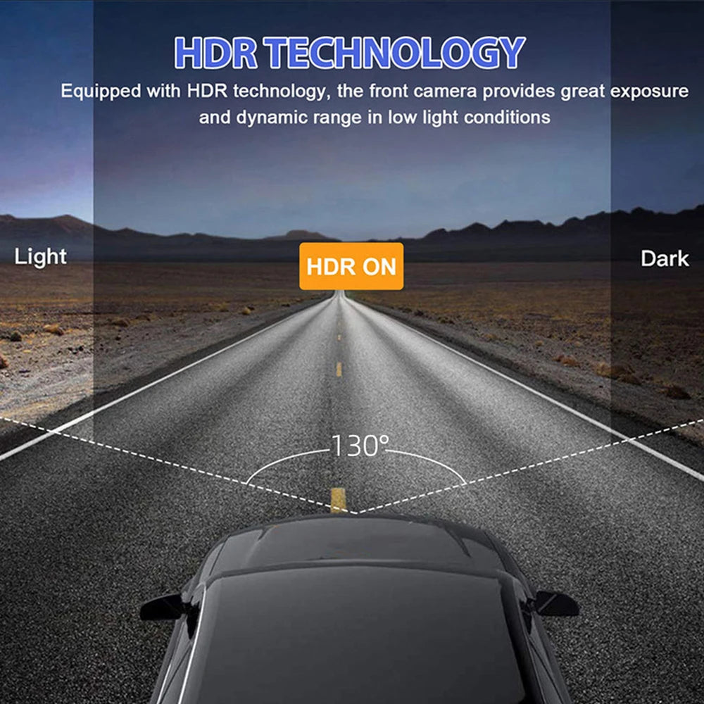 3-Camera Dash Cam 1080P with IR Night Vision & 2" Screen