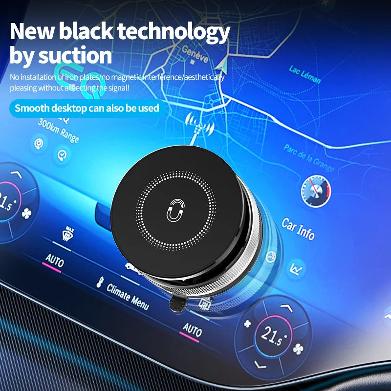 360° Vacuum Magnetic Car Phone Holder — 8000GS Magnet, Universal Mount for iPhone & Android