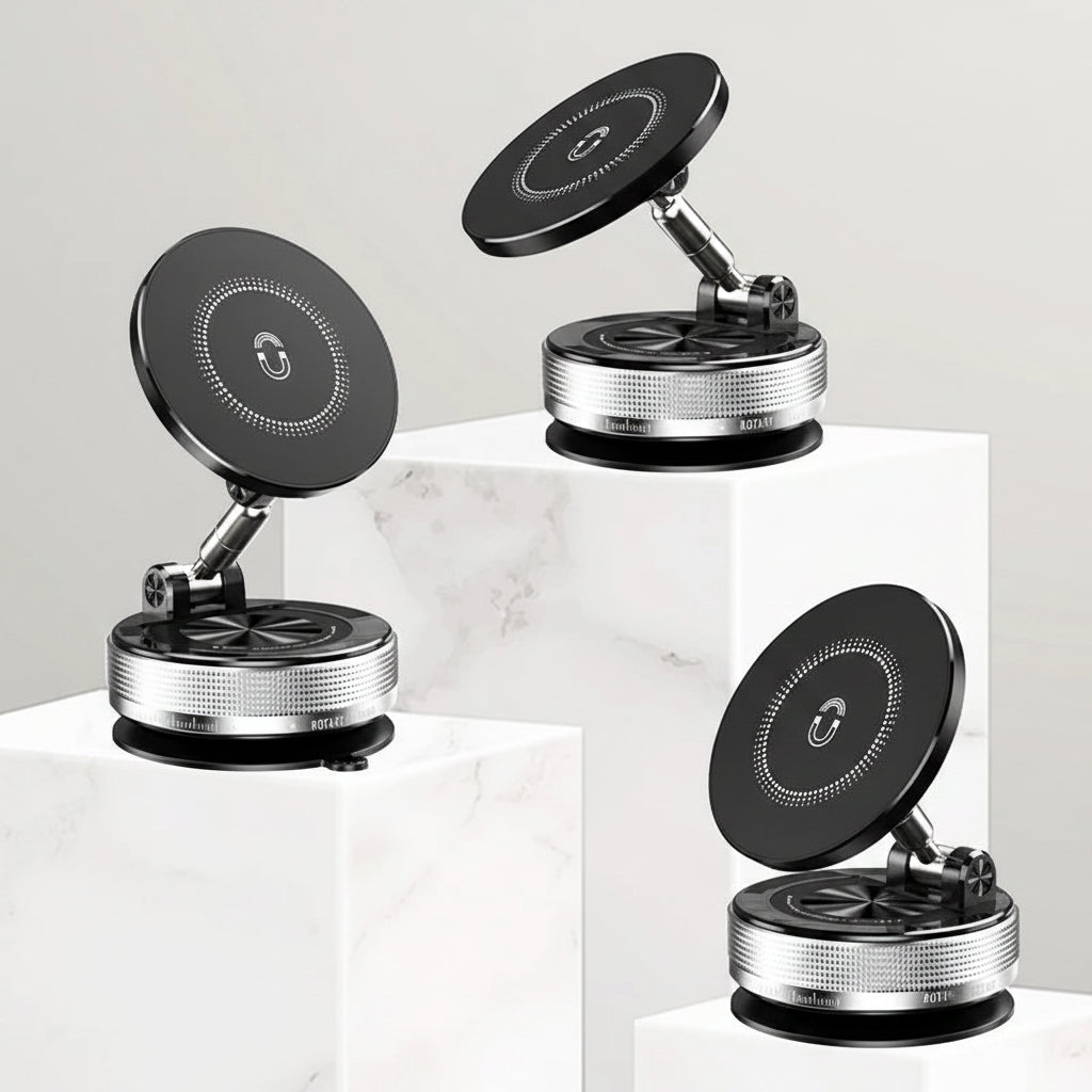 360° Vacuum Magnetic Car Phone Holder — 8000GS Magnet, Universal Mount for iPhone & Android