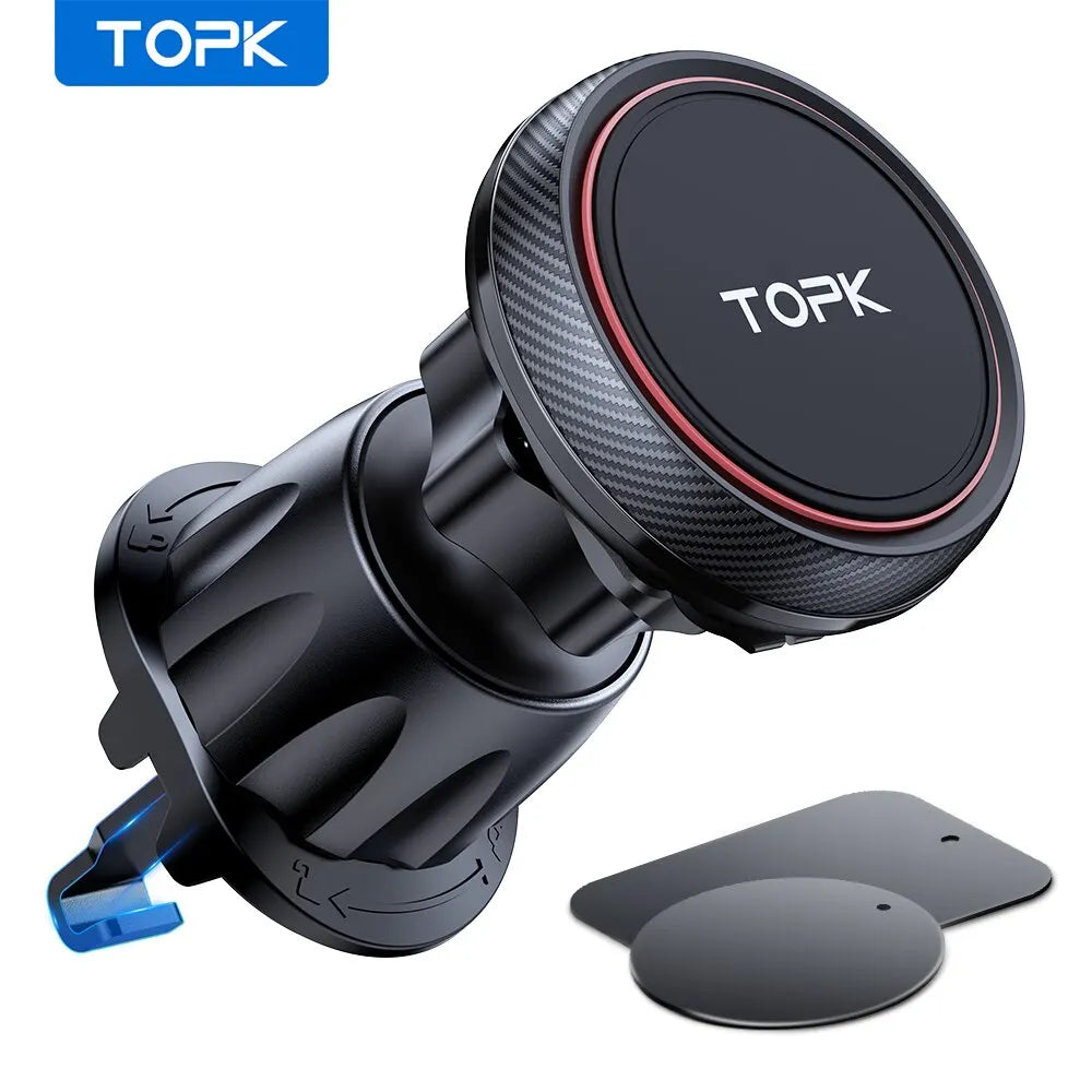 TOPK Magnetic Car Phone Holder — Air Vent Mount, 6 N52 Magnets, 360°, Universal