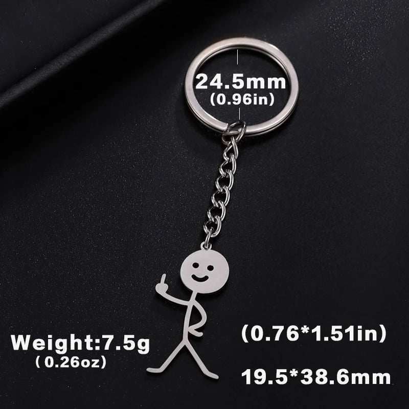 Porte-clés Teamer Funny Middle Finger Stickman 2026, pendentif tendance mignon pour sac d'école et clés de voiture, cadeau pour couple