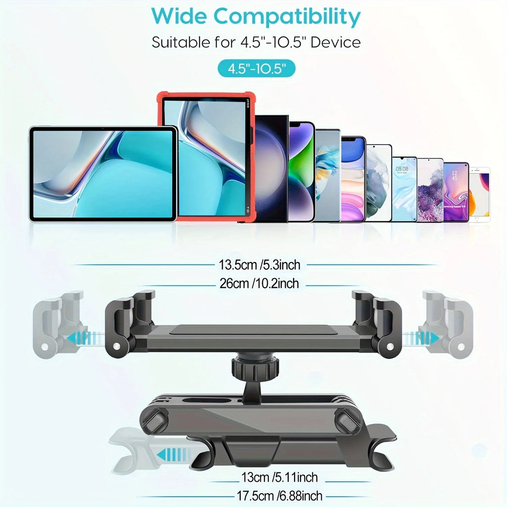 Universal Car Tablet & Phone Holder – Headrest Mount 4–13"