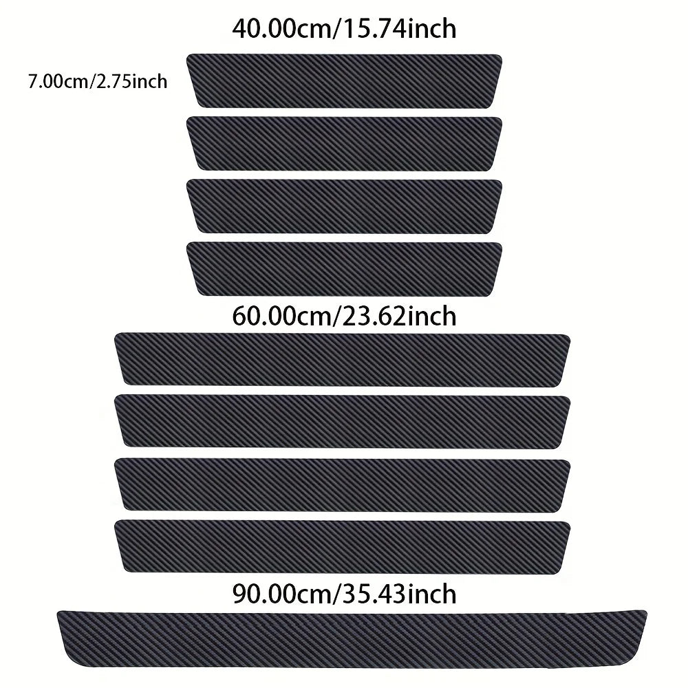 9-Piece Carbon Fiber Door Sill Protectors - Premium Vinyl Wrap Stickers for Maximum Protection