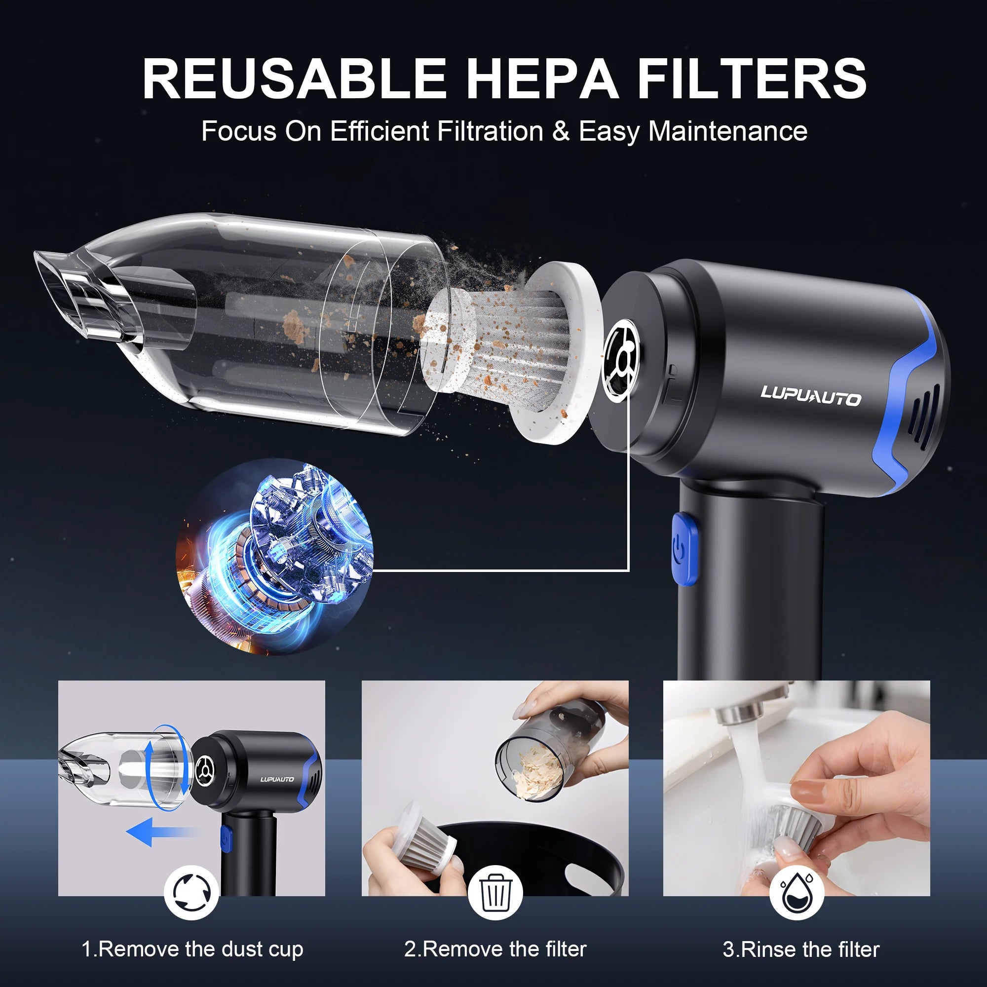 12000Pa Wireless Car Vacuum Cleaner — 4-in-1, 60000RPM