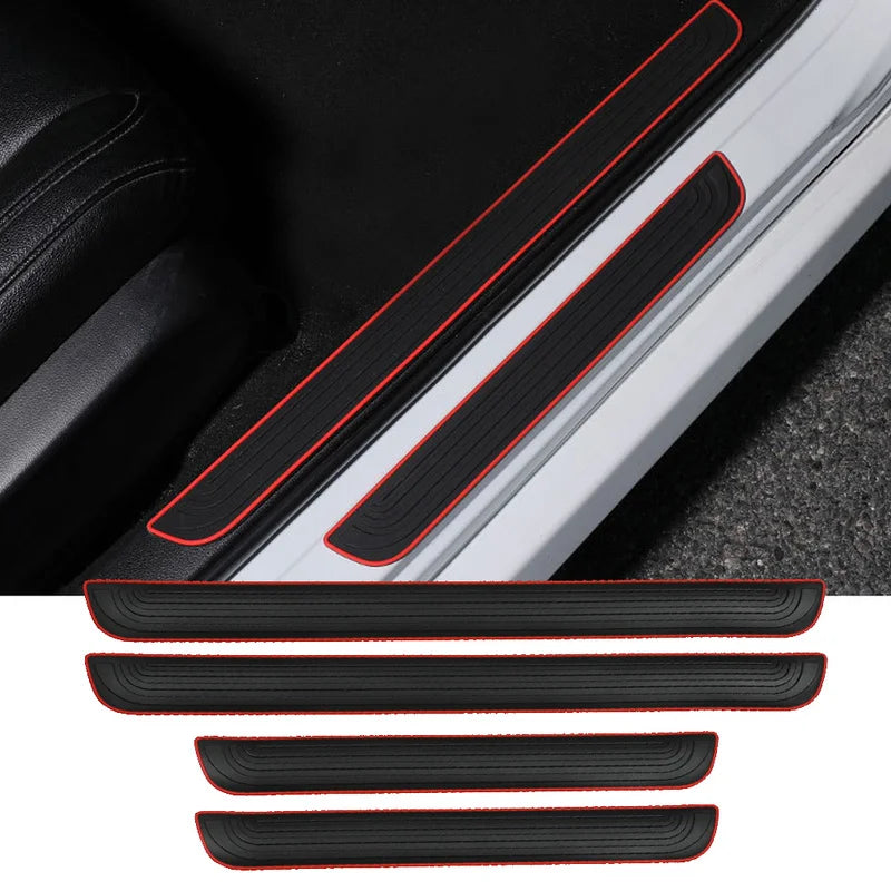 4-Piece Rubber Car Door Sill Protectors - Anti-Scratch Guards for Universal Fit