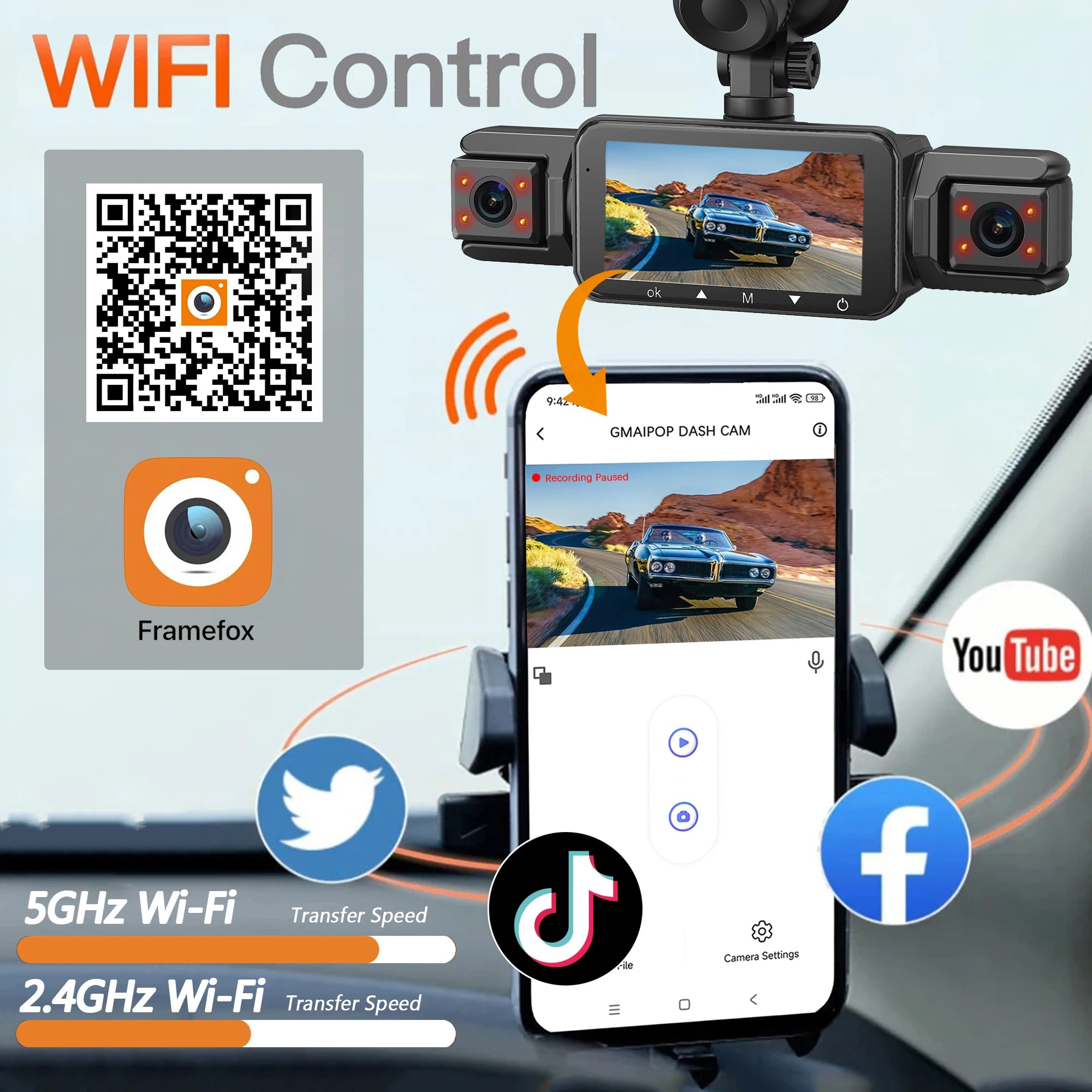 4-Channel Car Dash Cam with Night Vision