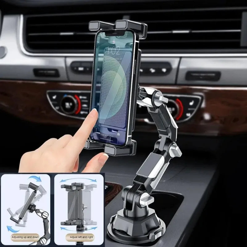 VIKEFON Car Cup Holder Phone & Tablet Mount — 360° Adjustable Long Arm