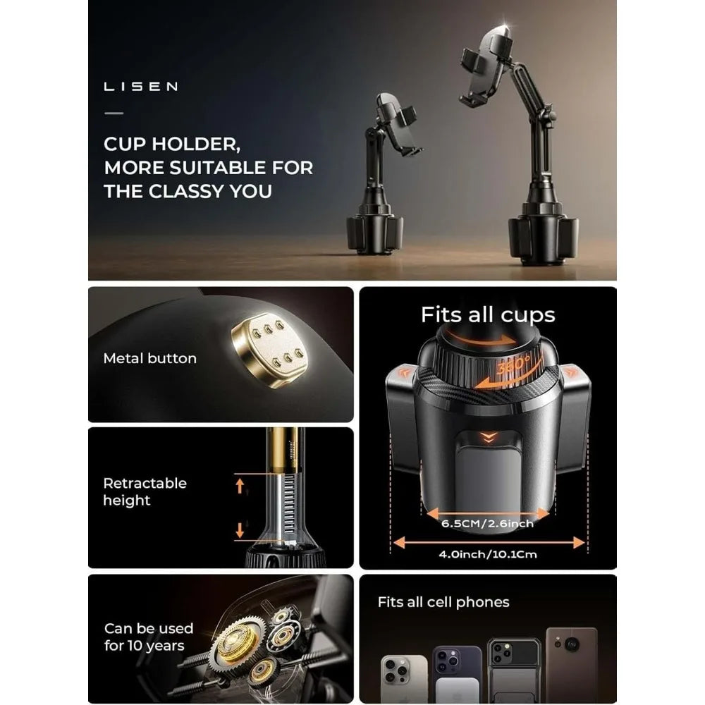 Cup Holder Car Phone Mount 360° Adjustable
