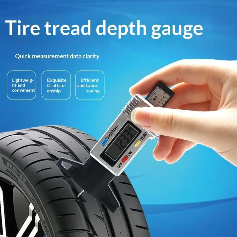 Digital Tire Tread Depth Gauge – LCD, 0.01mm Accuracy, mm/inch