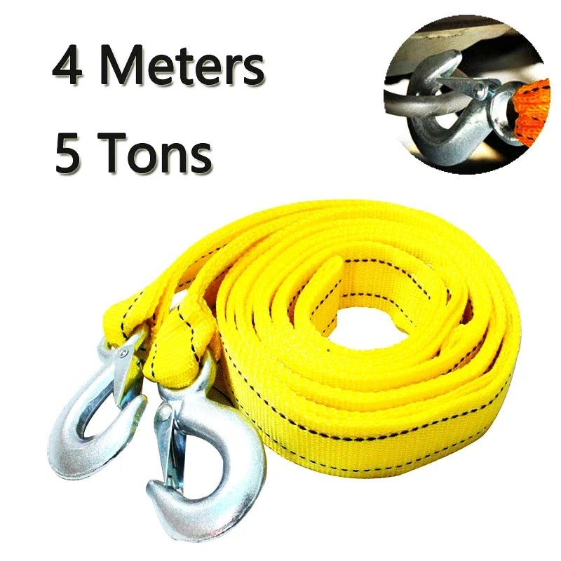 1 Pcs 3M/4M Car Tow Cable Heavy Duty 3Ton/5Ton Trailer Rope Towing Pull Rope Strap Hooks Van Road Recovery Car Accessories