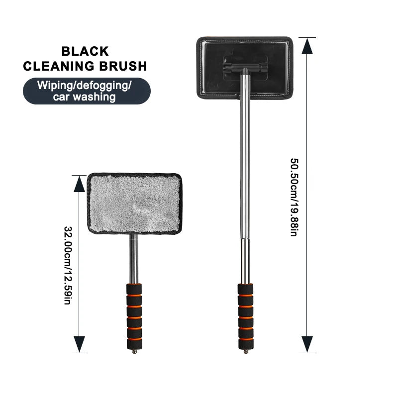 Brosse télescopique de nettoyage de pare-brise - Outil de désembuage pour vitres de voiture à long manche