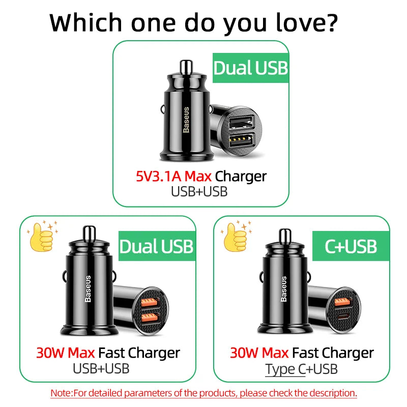 Baseus 30W QC4.0 USB Car Charger