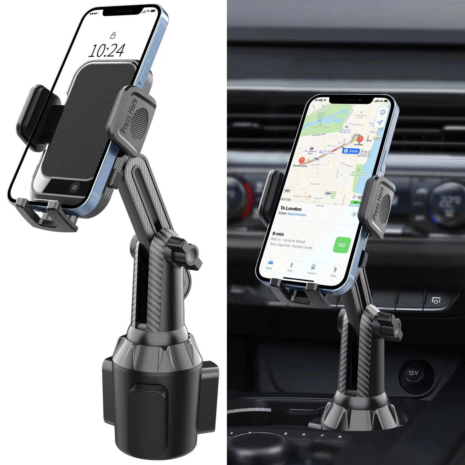 Cup Holder Car Phone Mount 360° Adjustable