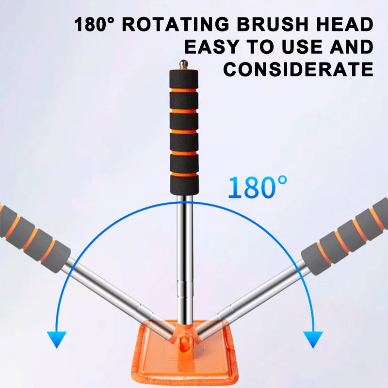 Brosse télescopique de nettoyage de pare-brise - Outil de désembuage pour vitres de voiture à long manche
