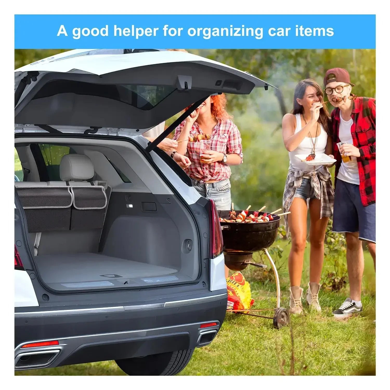 Car Trunk & Backseat Organizer Bag — 90cm Oxford, 4 Pockets, Universal Fit