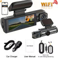 1080P Dual Lens Dash Cam With WiFi, Interior IR Camera & Parking Monitor