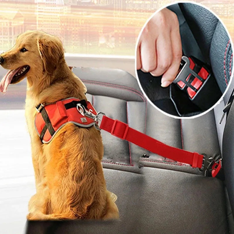 Adjustable Dog Car Safety Belt - Universal Pet Seatbelt Harness for Safe Travel