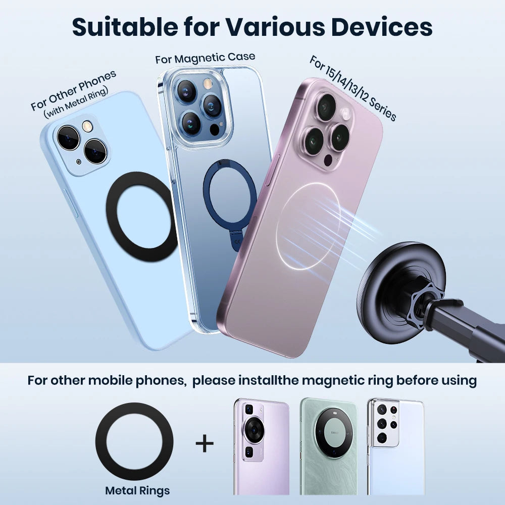 TOPK Magnetic Car Phone Holder – MagSafe Compatible, 360°, One-Hand
