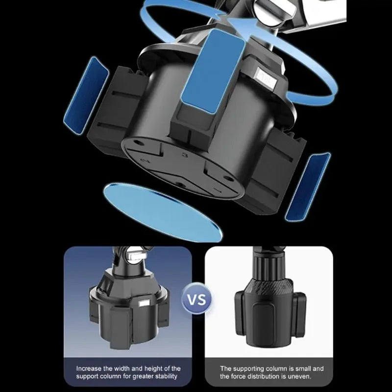 VIKEFON Car Cup Holder Phone & Tablet Mount — 360° Adjustable Long Arm