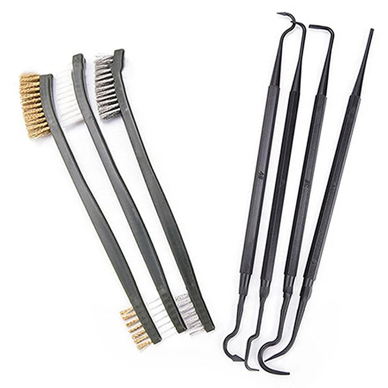 Accessoires de nettoyage et d'esthétique automobile multifonctionnels : brosses métalliques, 4 pics et brosses en nylon, ensemble pour le nettoyage et l'esthétique automobile.