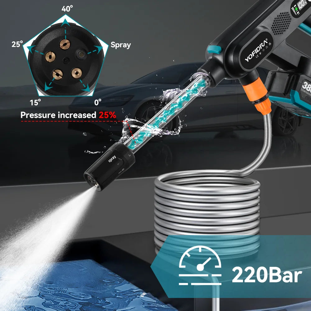 5-in-1 Brushless Cordless Pressure Washer Gun 220Bar