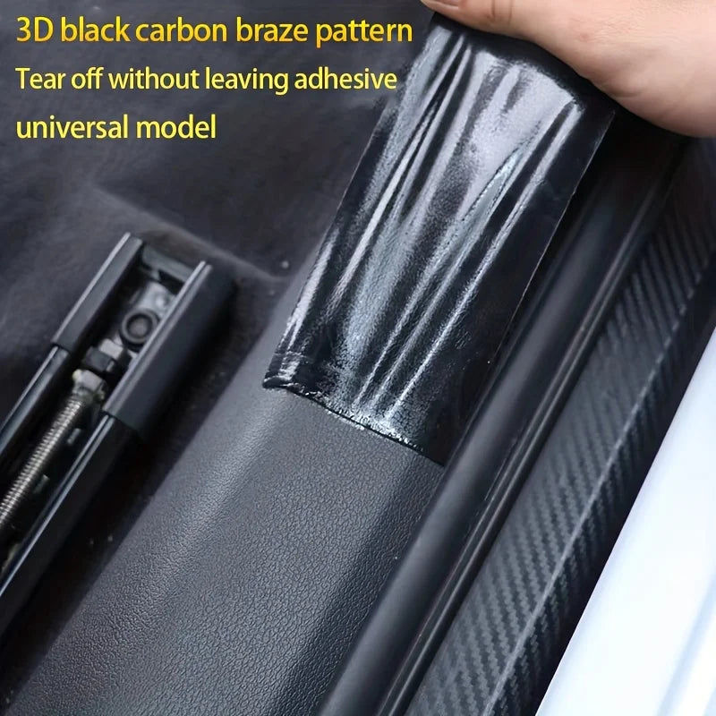 9-Piece Carbon Fiber Door Sill Protectors - Premium Vinyl Wrap Stickers for Maximum Protection