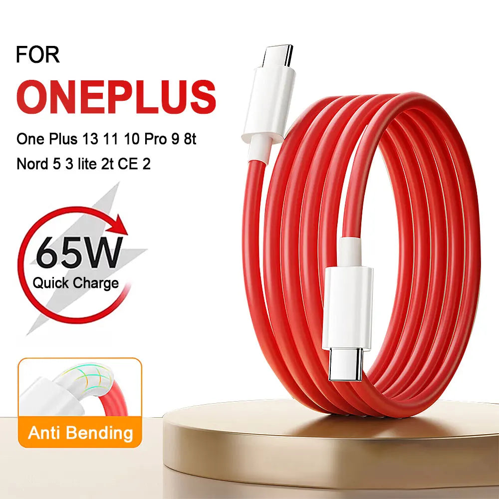 OnePlus-Schnellladekabel Typ C 65W USB-A-Datenkabel für OnePlus 13, 13T, 11R, Nord 3, CE 2, 12, 12R, 10 Pro, 10R, 10T, Ace 3