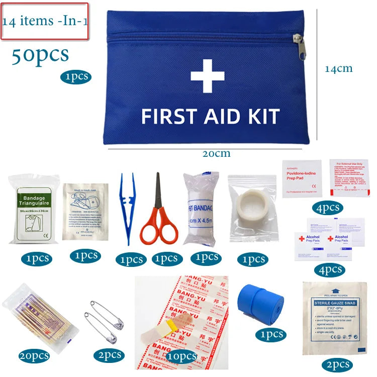 50pcs Car Emergency First Aid Kit for Travel & Family