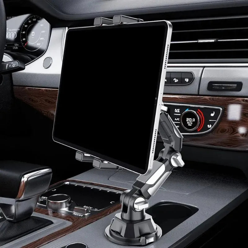 VIKEFON Car Cup Holder Phone & Tablet Mount — 360° Adjustable Long Arm