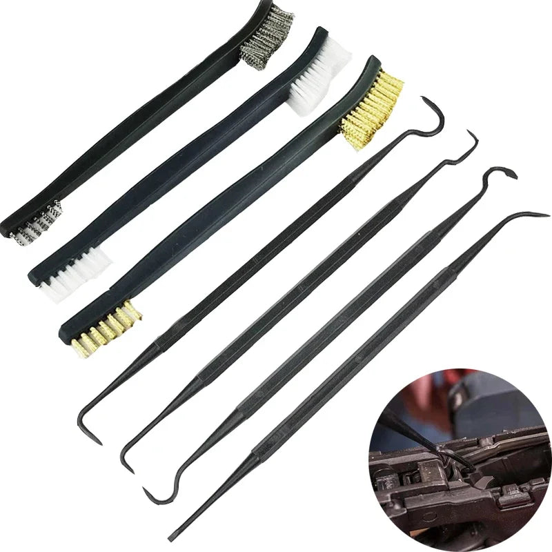 Accessoires de nettoyage et d'esthétique automobile multifonctionnels : brosses métalliques, 4 pics et brosses en nylon, ensemble pour le nettoyage et l'esthétique automobile.