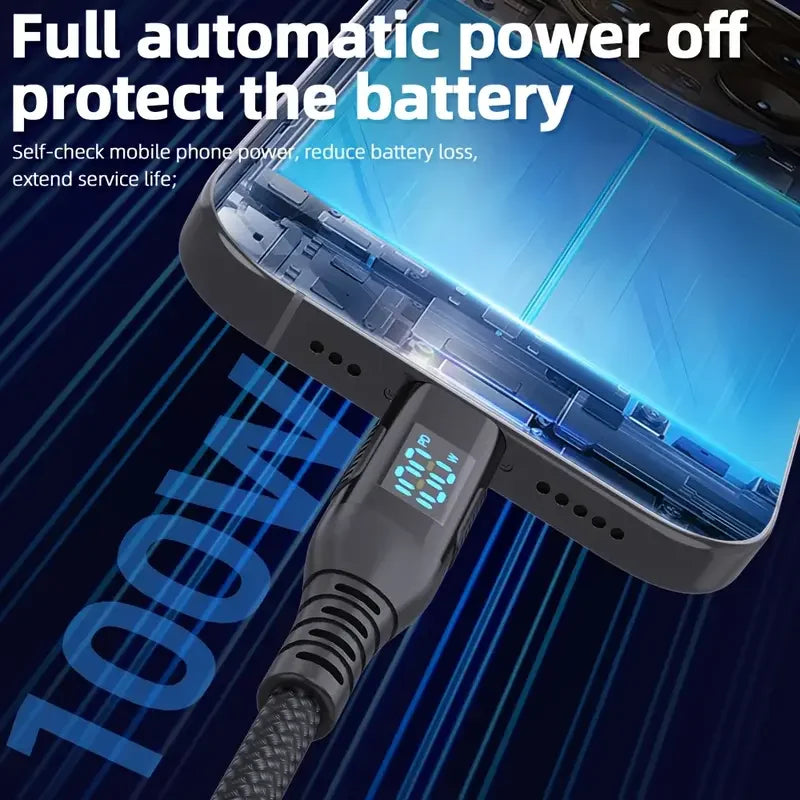 1 m, 2 m, 3 m USB-C-auf-Typ-C-Schnellladekabel, nylonummantelt, max. 5 A, Schnellladung für iPhone 15, 16 und Android-Geräte