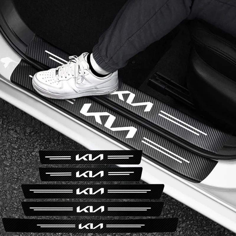 Carbon Fiber Door Sill Protector Stickers for Kia - Sportage, Seltos, Sorento, Carnival, Ceed, Rio
